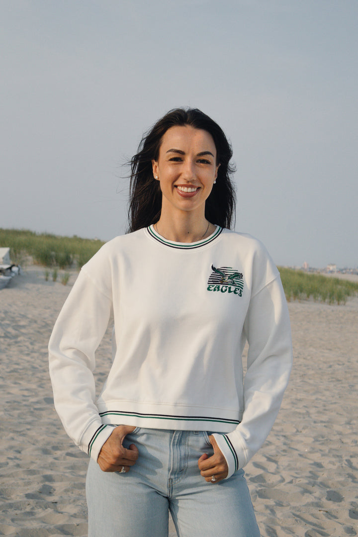 Philadelphia Eagles Crop Striped Rib Sweatshirt