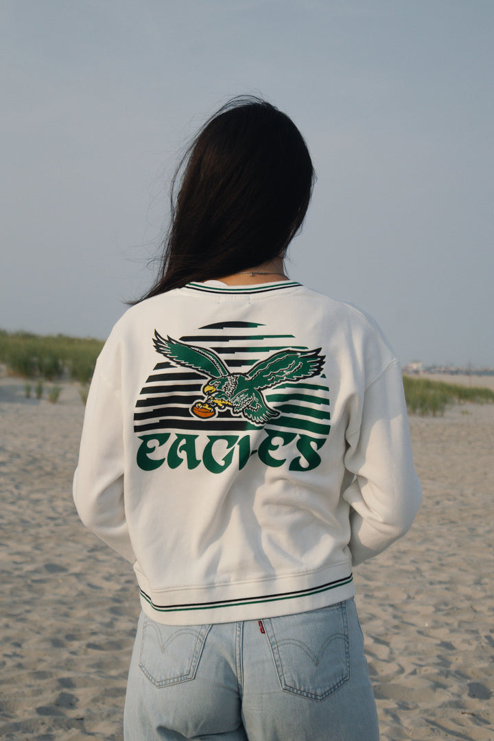 Philadelphia Eagles Crop Striped Rib Sweatshirt