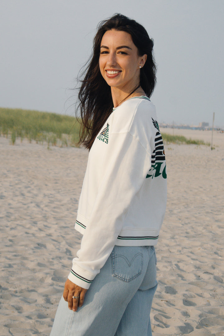 Philadelphia Eagles Crop Striped Rib Sweatshirt