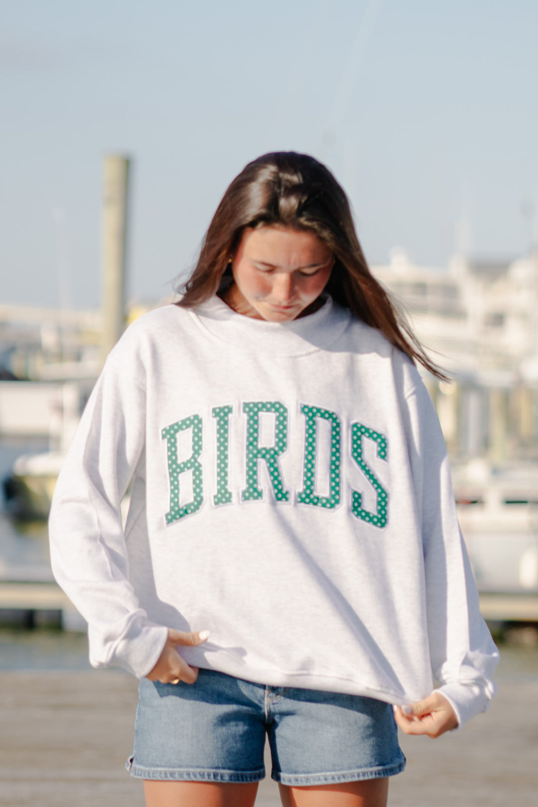 Philly Polka Dot Birds Mock Neck Sweatshirt