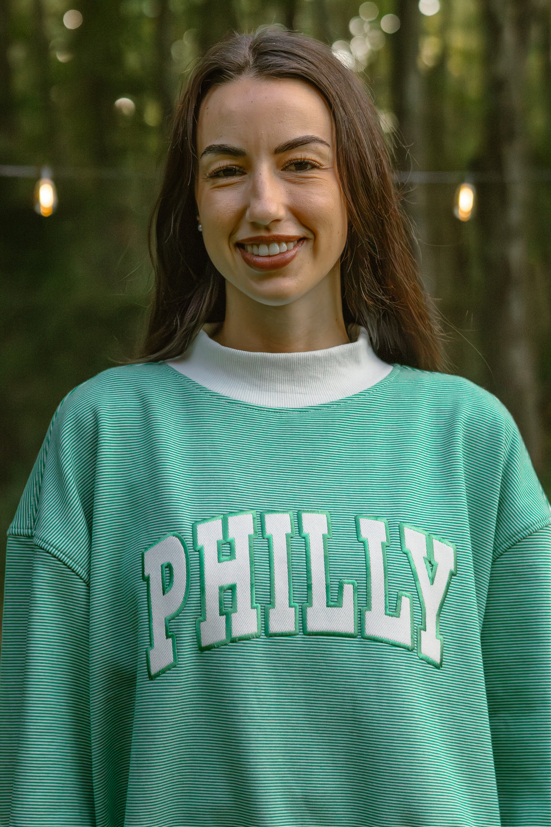 Philly Football Striped Mock Neck Sweatshirt
