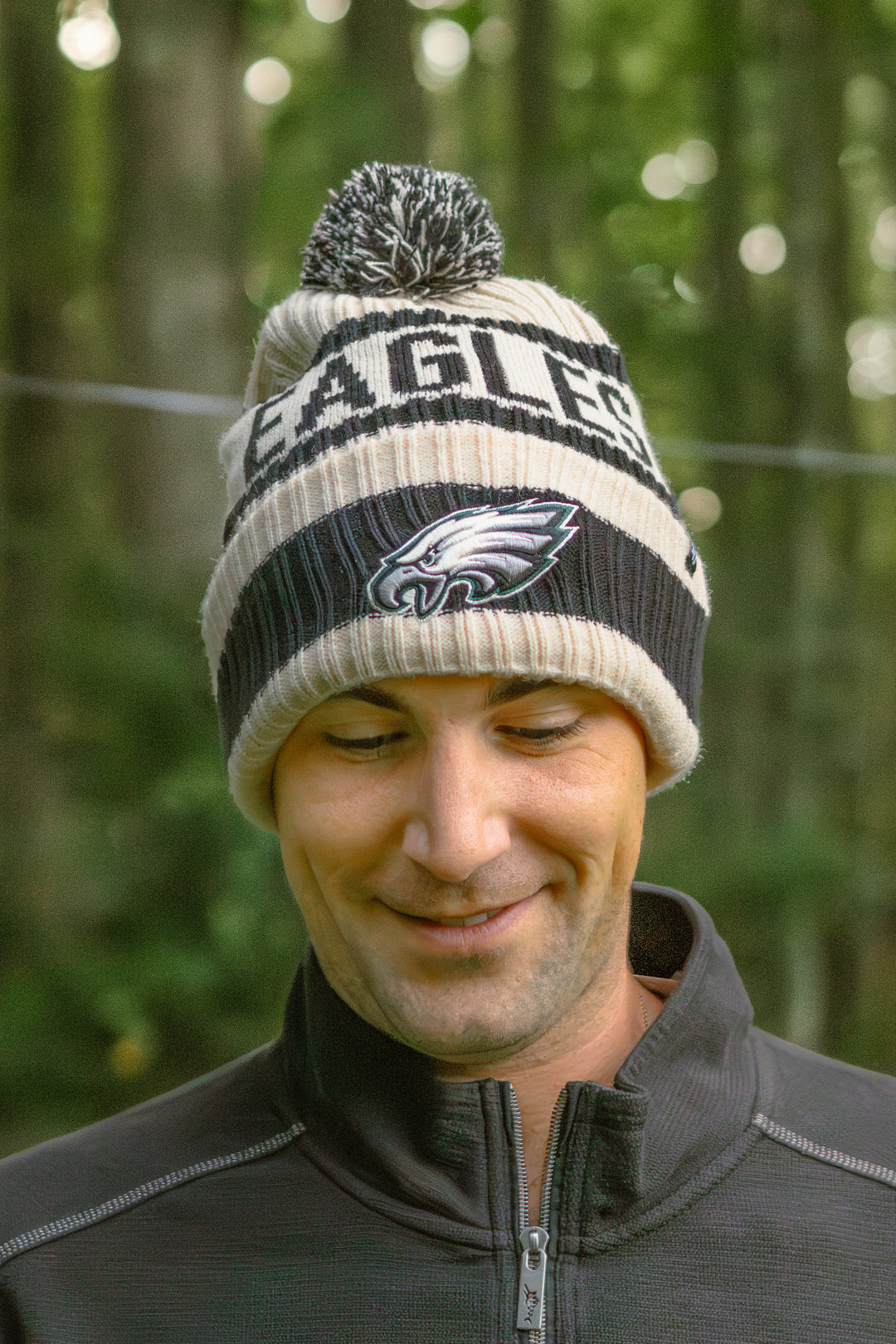 Philadelphia Eagles Natural Bering Cuff Knit w/ Pom