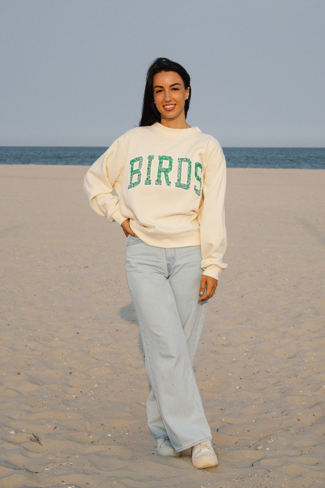 Philly Football Oversized Natural Bandana Puff Mock Neck Sweatshirt