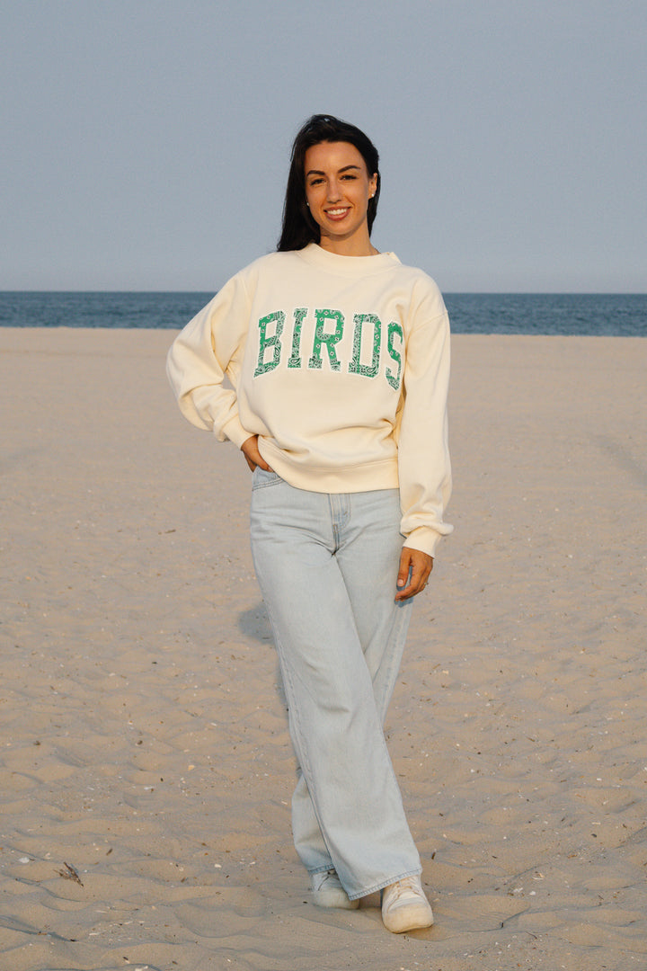 Philly Football Oversized Natural Bandana Puff Mock Neck Sweatshirt