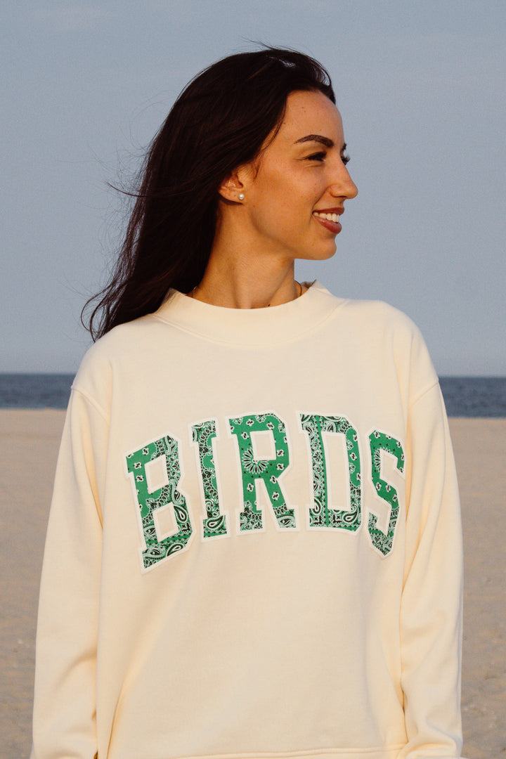 Philly Football Oversized Natural Bandana Puff Mock Neck Sweatshirt
