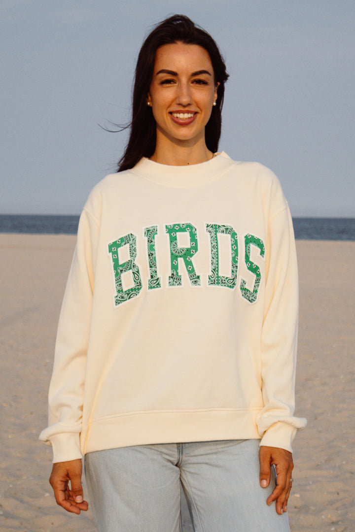Philly Football Oversized Natural Bandana Puff Mock Neck Sweatshirt