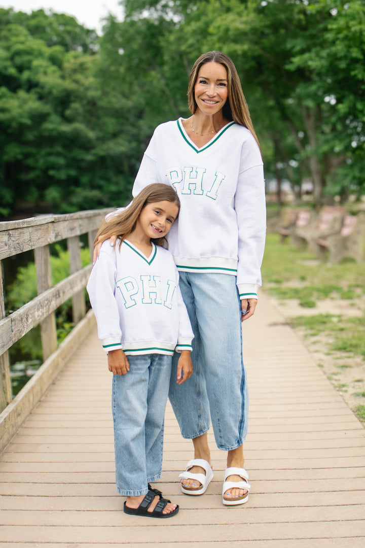 Philly Football PHI Chenille Patch V Neck Sweatshirt