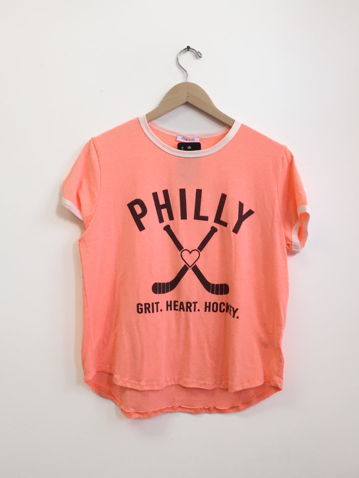 Philly Hockey Coral Ringer Tee