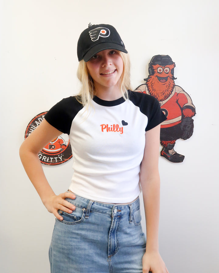 Philly Hockey Heart Crop Baby Tee