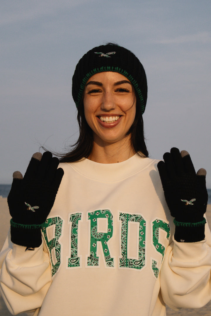 Philadelphia Eagles Historic Black Blanket Stitch Glove