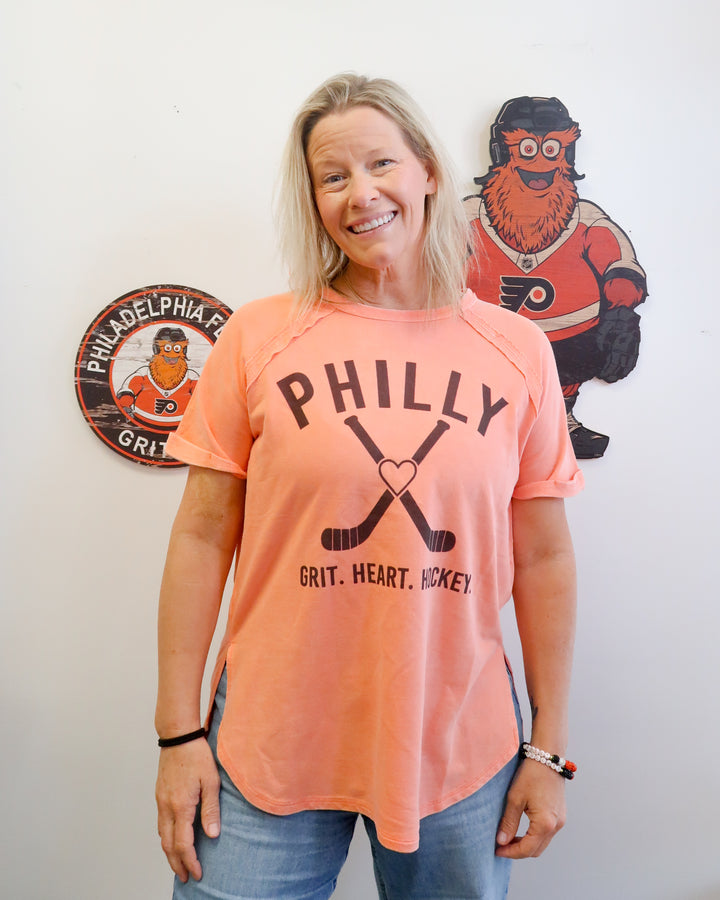 Philly Sticks Heart Washed French Terry Shirt