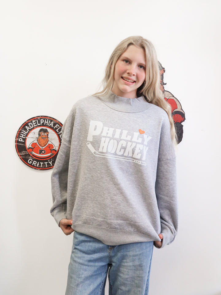 Philly Hockey Mock Neck Sweatshirt