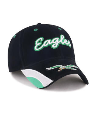 Women Philadelphia Eagles Historic Black Velvet Denim Script MVP Hat