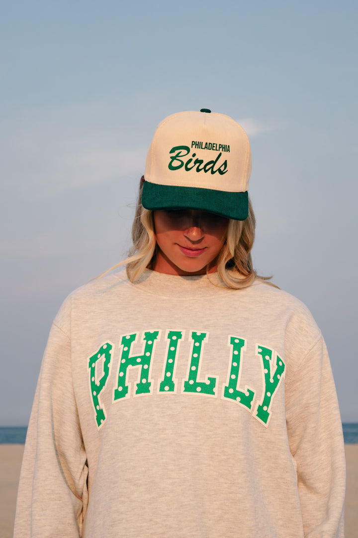 Philly Green Corduroy Birds Hat