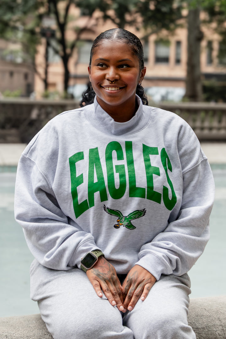 Philadlephia Eagles Retro Gray Mock Neck Sweatshirt