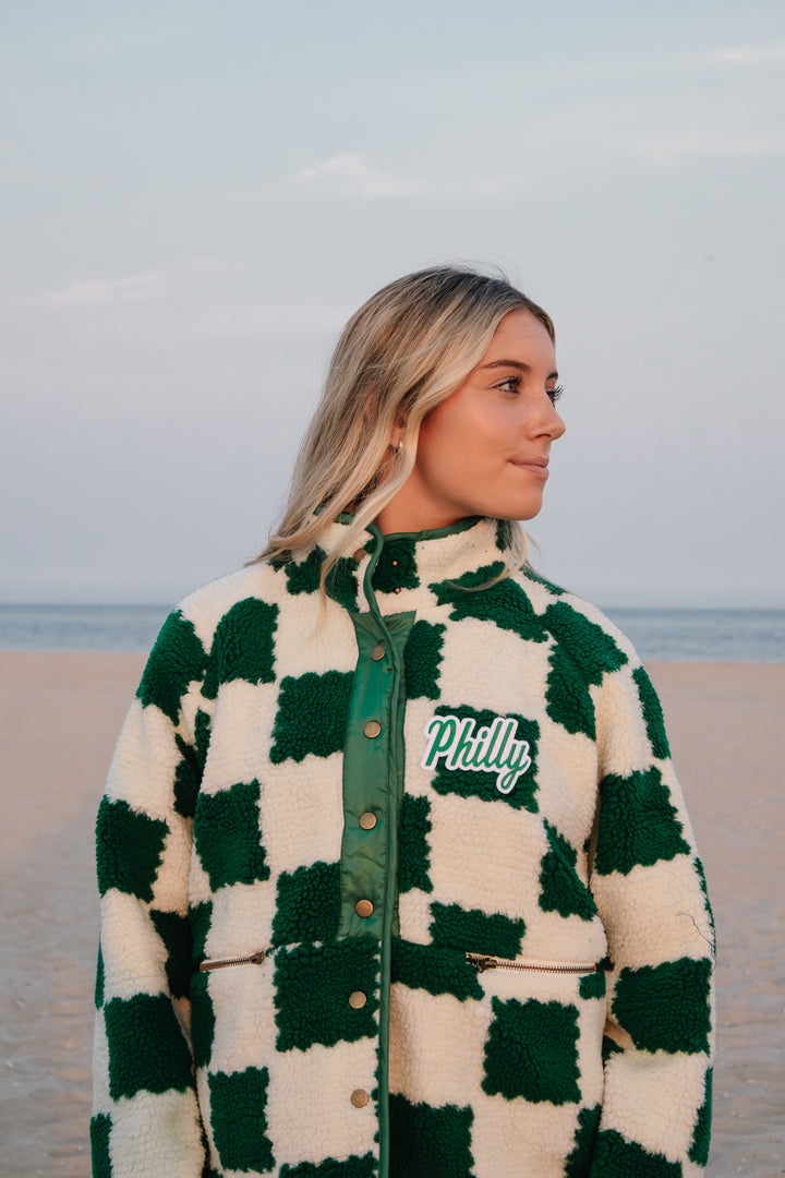 Philly Football Checkered Sherpa Snap Down Jacket