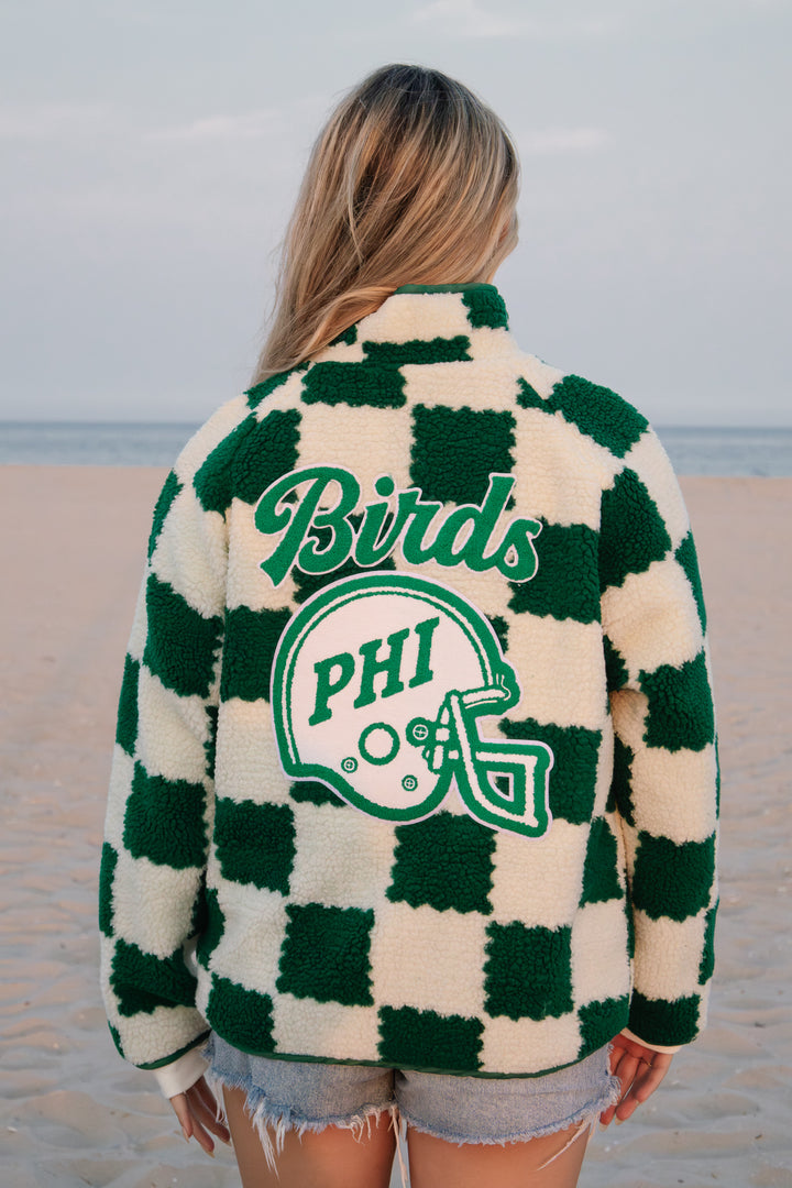 Philly Football Checkered Sherpa Snap Down Jacket