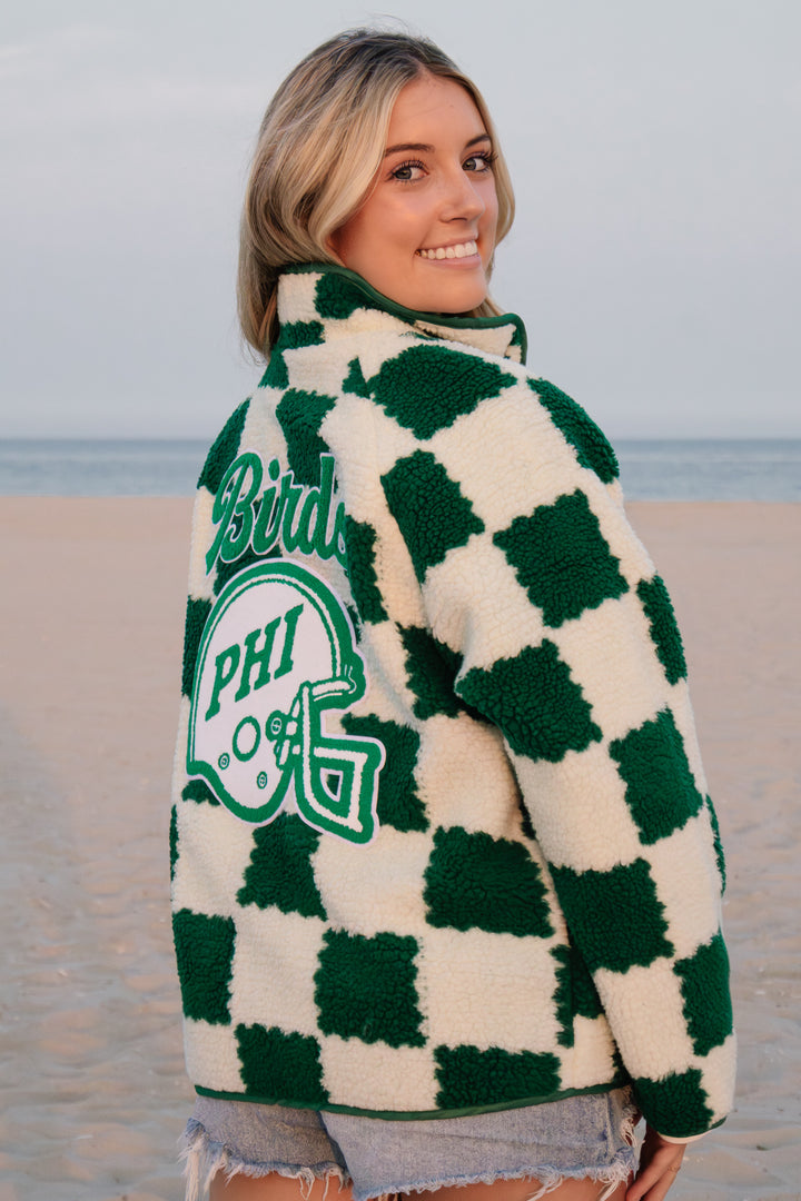 Philly Football Checkered Sherpa Snap Down Jacket