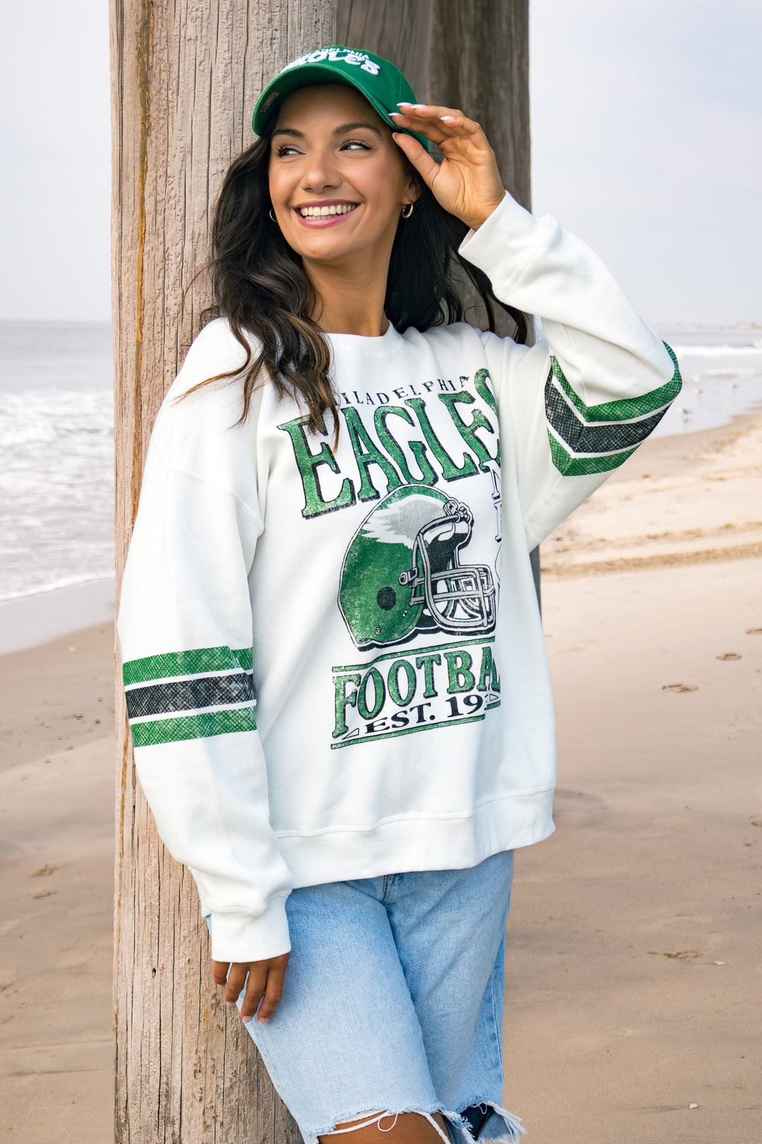 Women Philadelphia Eagles Historic Kelly Philadelphia Script Clean Up
