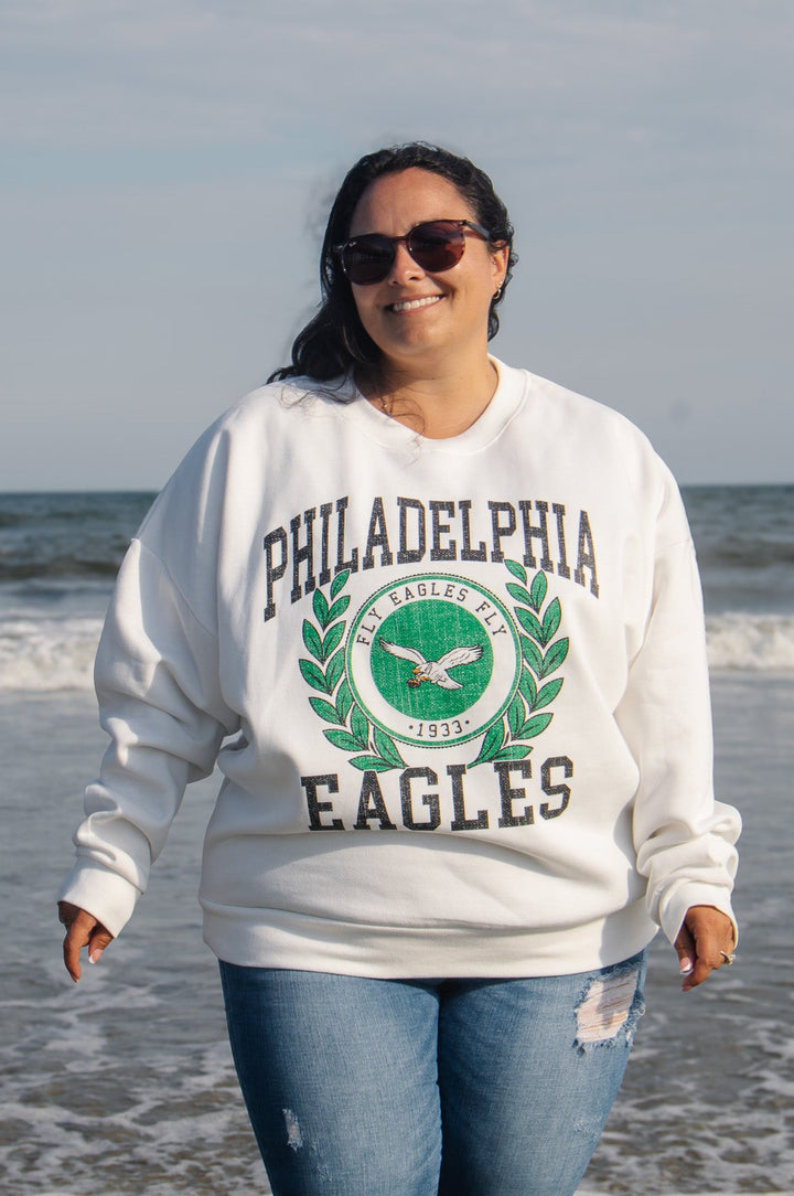 Philadelphia Eagles Gold Standard Ivory Crew Sweatshirt