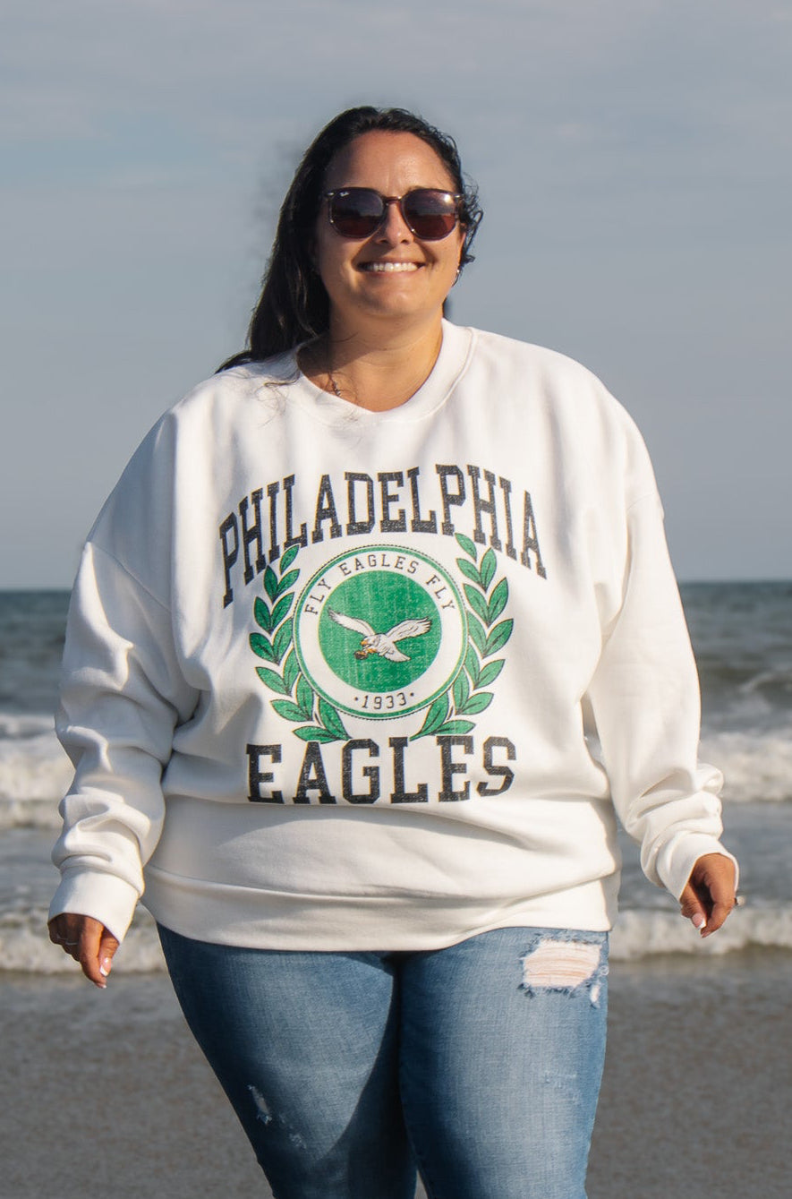 Philadelphia Eagles Gold Standard Ivory Crew Sweatshirt