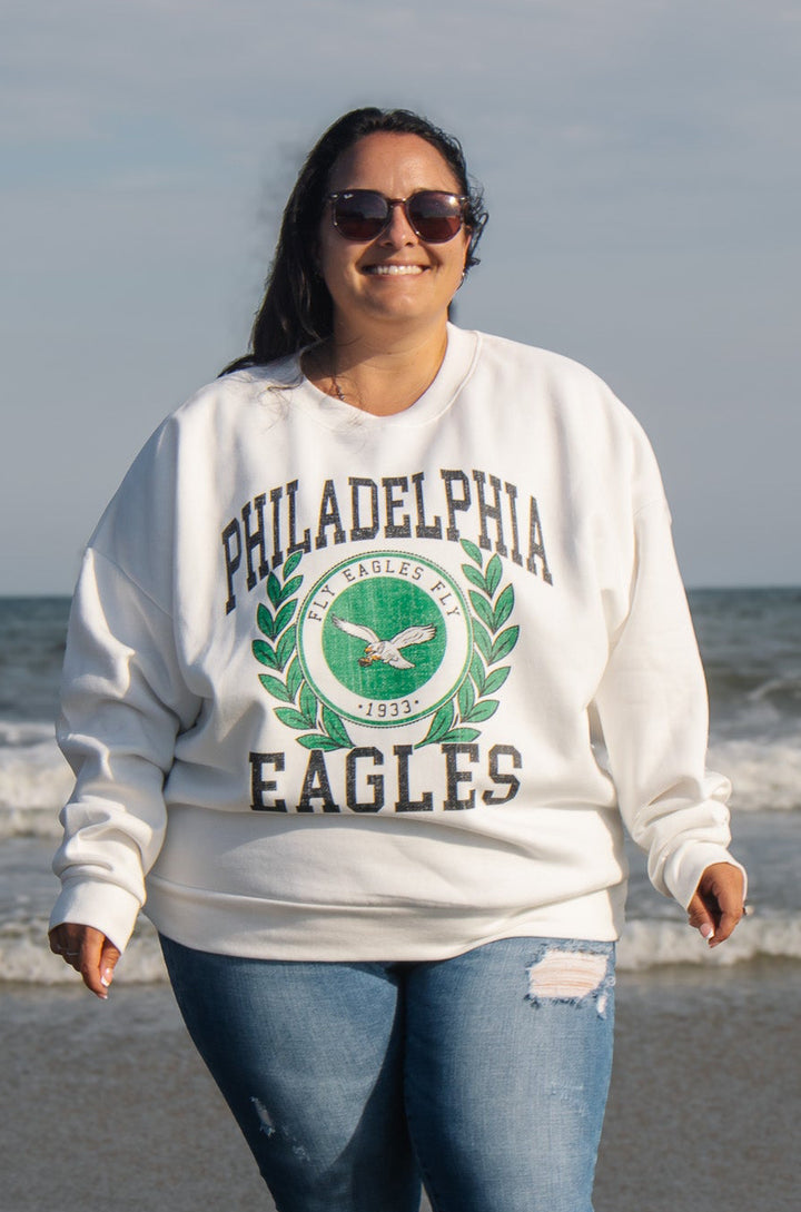 Philadelphia Eagles Gold Standard Ivory Crew Sweatshirt