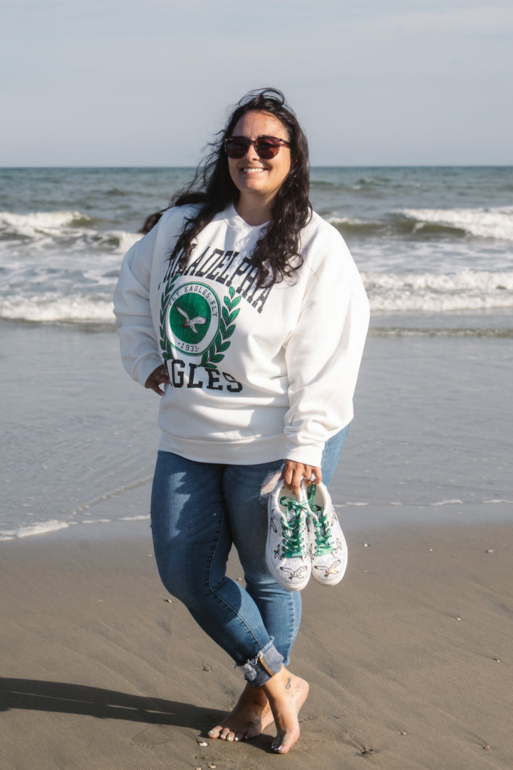 Philadelphia Eagles Gold Standard Ivory Crew Sweatshirt