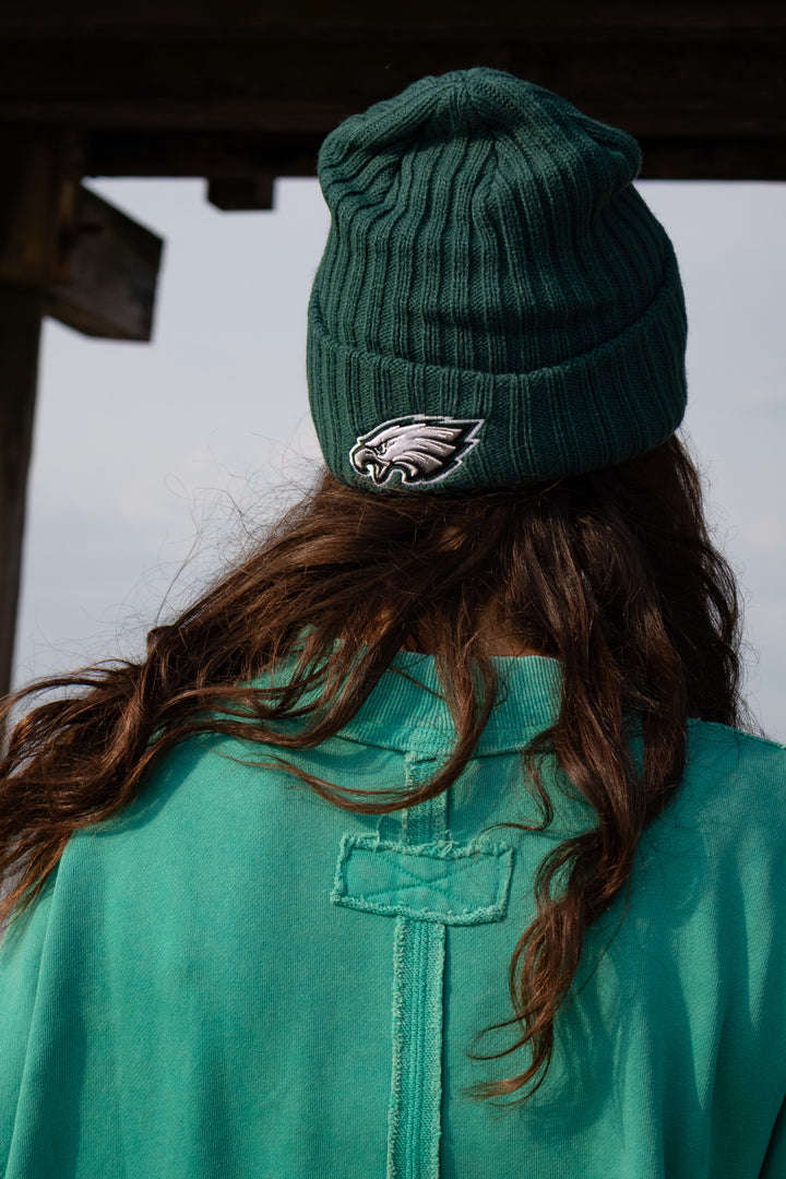 Philadelphia Eagles Historic Black Blanket Stitch Cuff Knit Beanie