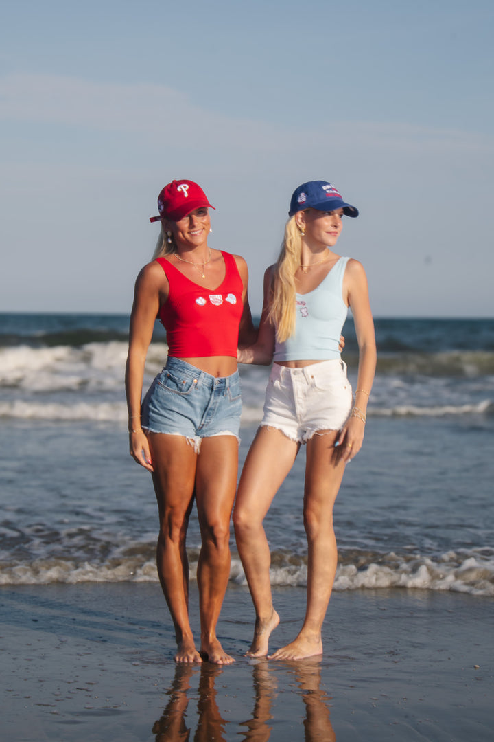 Philly Red Patch Ribbed One Size V Neck Tank