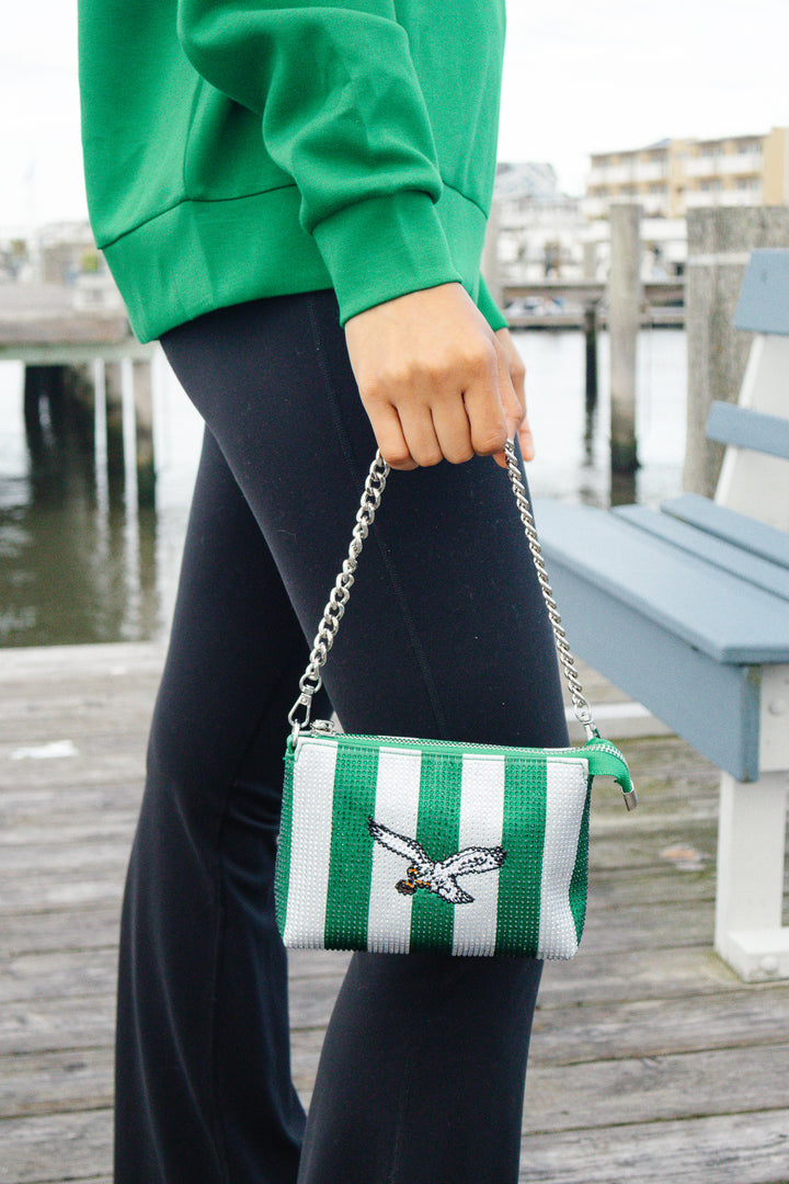 Philadelphia Eagles Striped Bling Clutch Purse