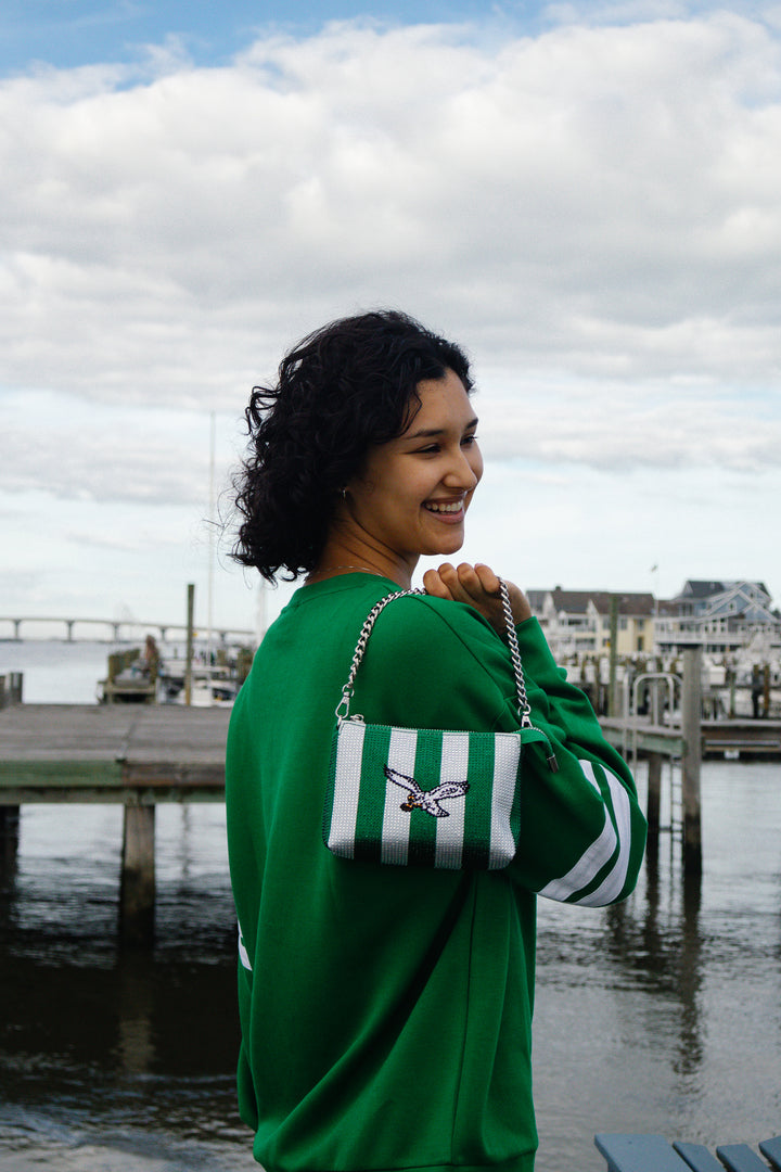 Philadelphia Eagles Striped Bling Clutch Purse