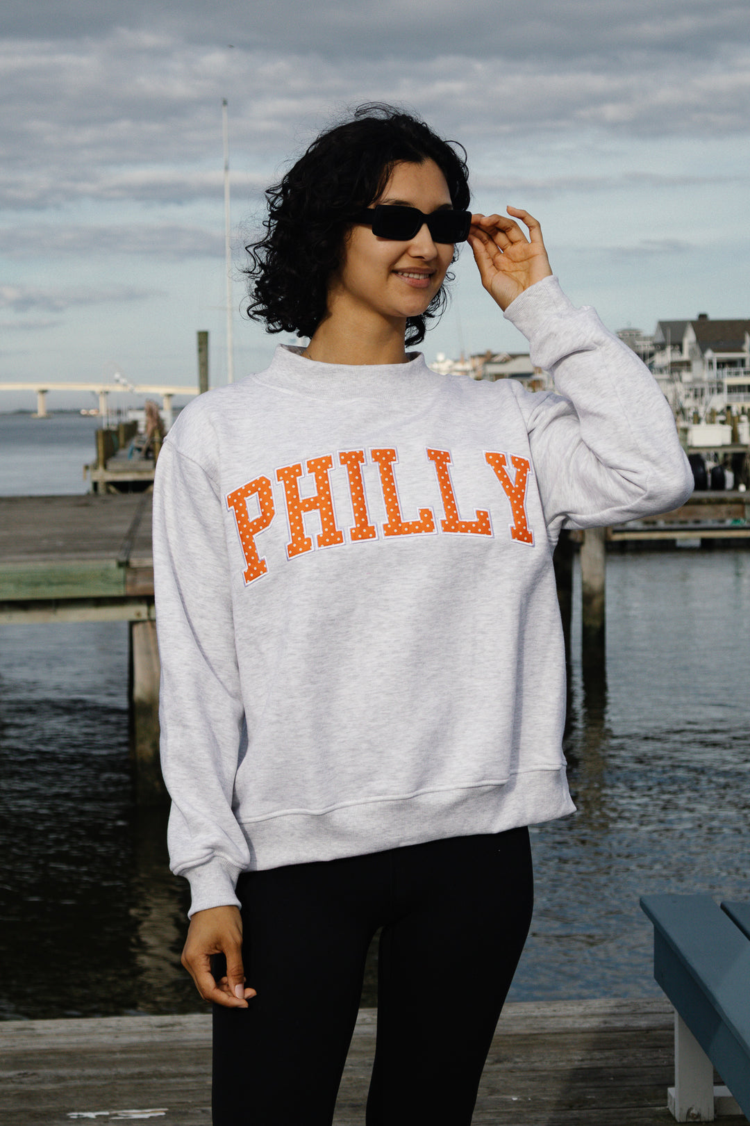 Philly Hockey Polka Dot Mock Neck Sweatshirt
