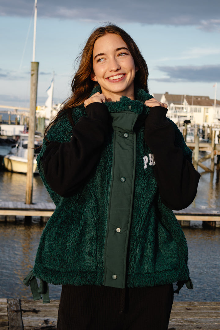 Philly Football Dark Green Fleece Button Vest
