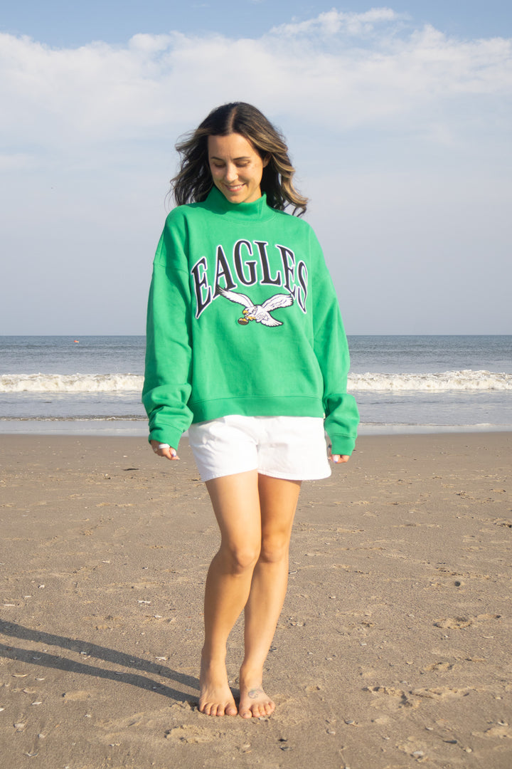 Philadelphia Eagles Kelly Green Mock Neck Sweatshirt