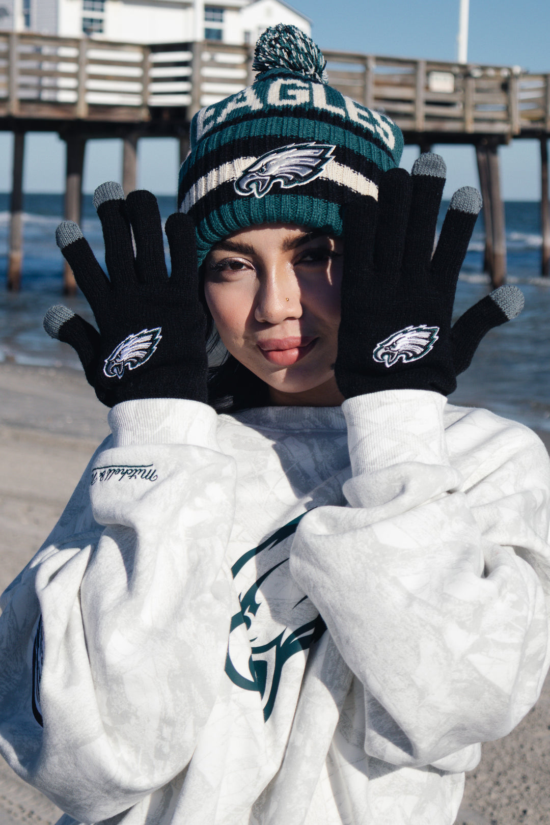 Men Philadelphia Eagles Black Static Glove