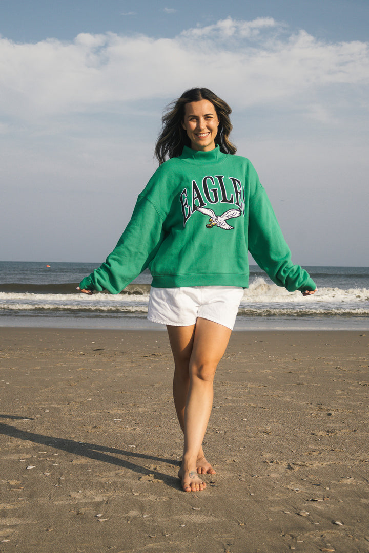 Philadelphia Eagles Kelly Green Mock Neck Sweatshirt