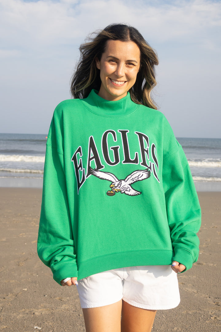 Philadelphia Eagles Kelly Green Mock Neck Sweatshirt