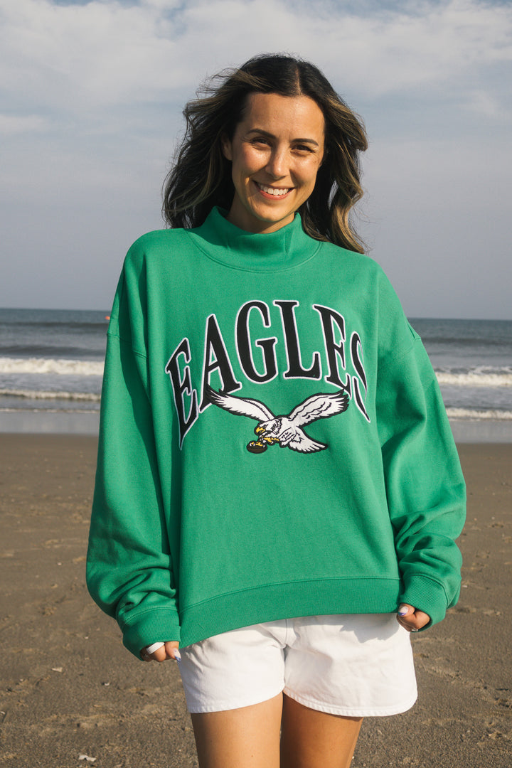 Philadelphia Eagles Kelly Green Mock Neck Sweatshirt