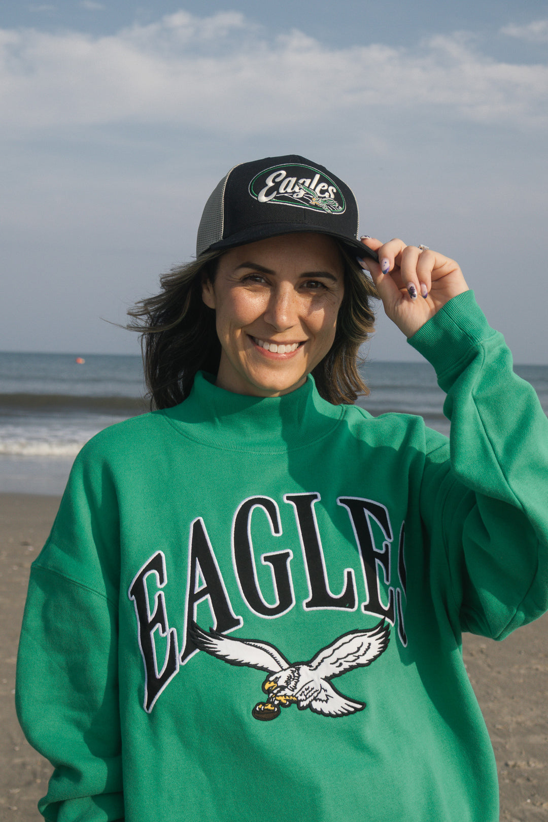 Philadelphia Eagles Historic Black Enfield Strap Trucker Hat