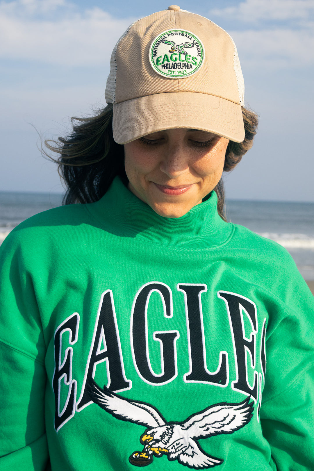 Philadelphia Eagles Historic Khaki Felton Clean Up Mesh Adjustable Hat