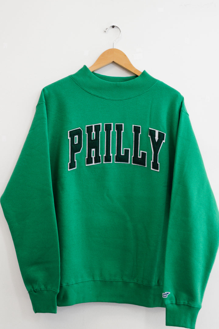 Philly Football Kelly Green Mock Neck Sweatshirt