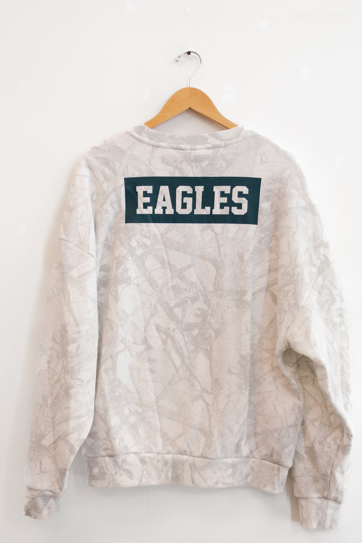 Philadelphia Eagles White Ghosted Mock Neck Fleece Sweatshirt