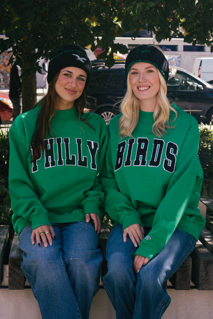 Philly Football Birds Kelly Green Mock Neck Sweatshirt