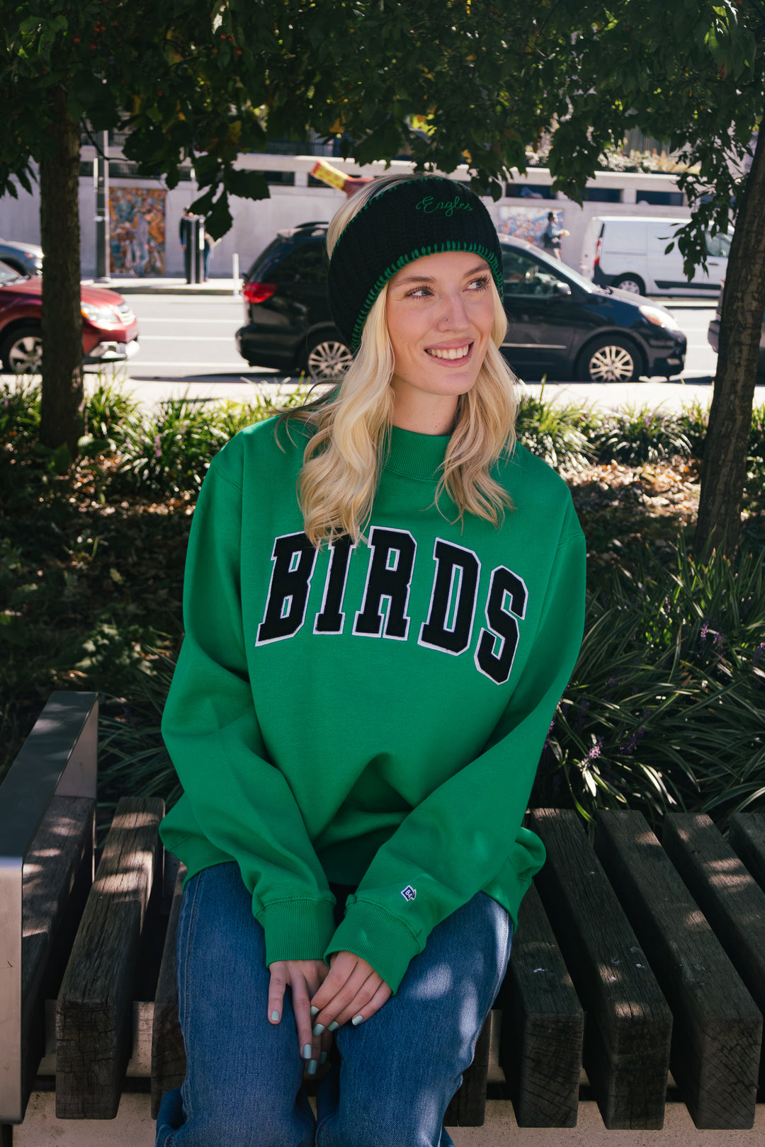 Philly Football Birds Kelly Green Mock Neck Sweatshirt