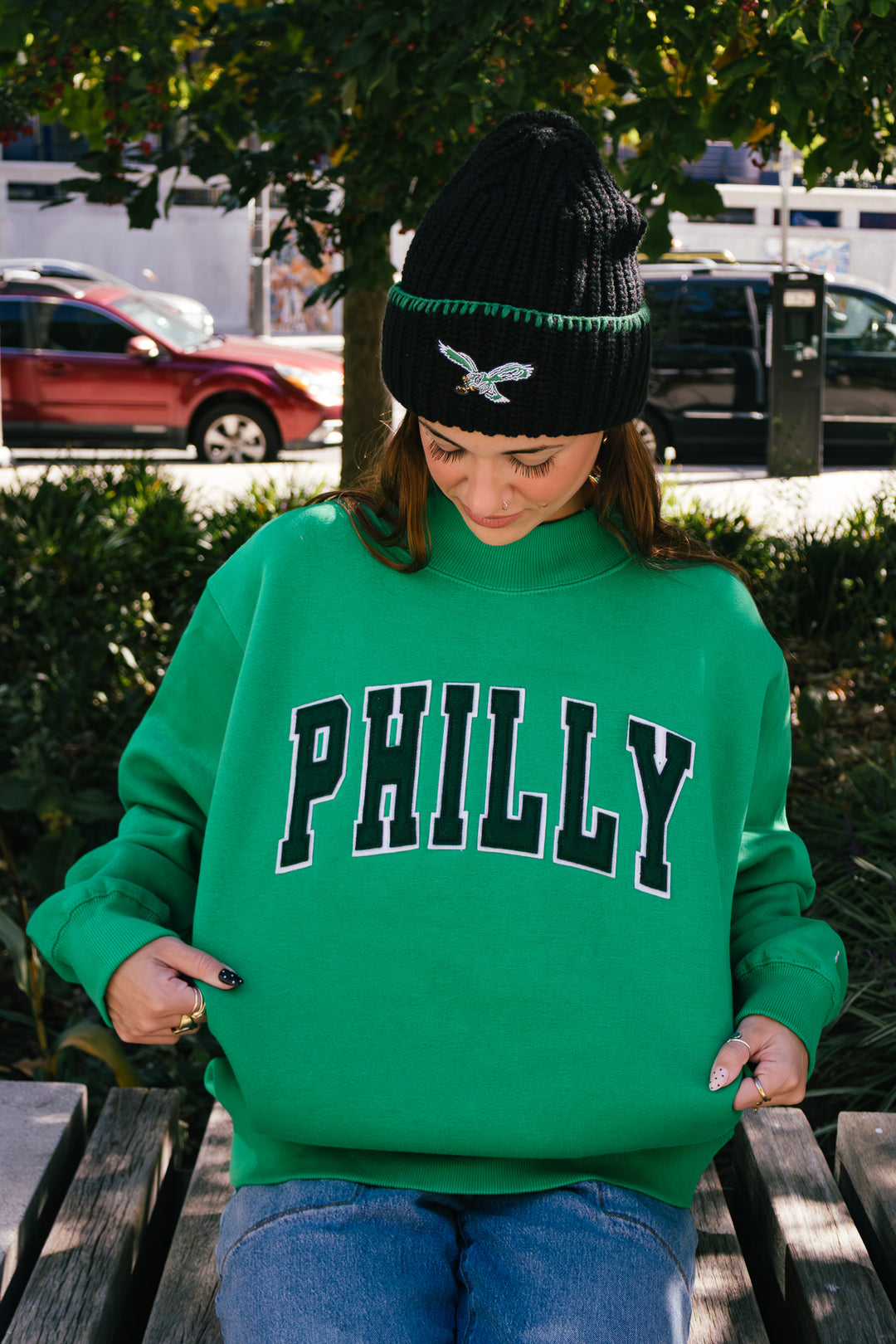 Philly Football Kelly Green Mock Neck Sweatshirt