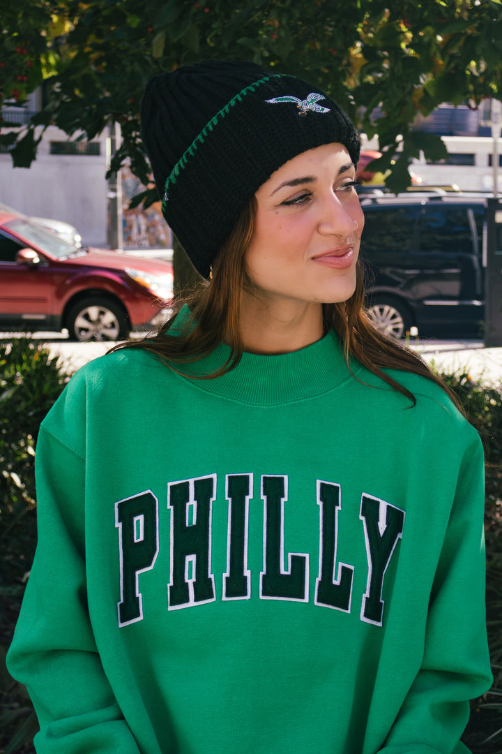 Philly Football Kelly Green Mock Neck Sweatshirt