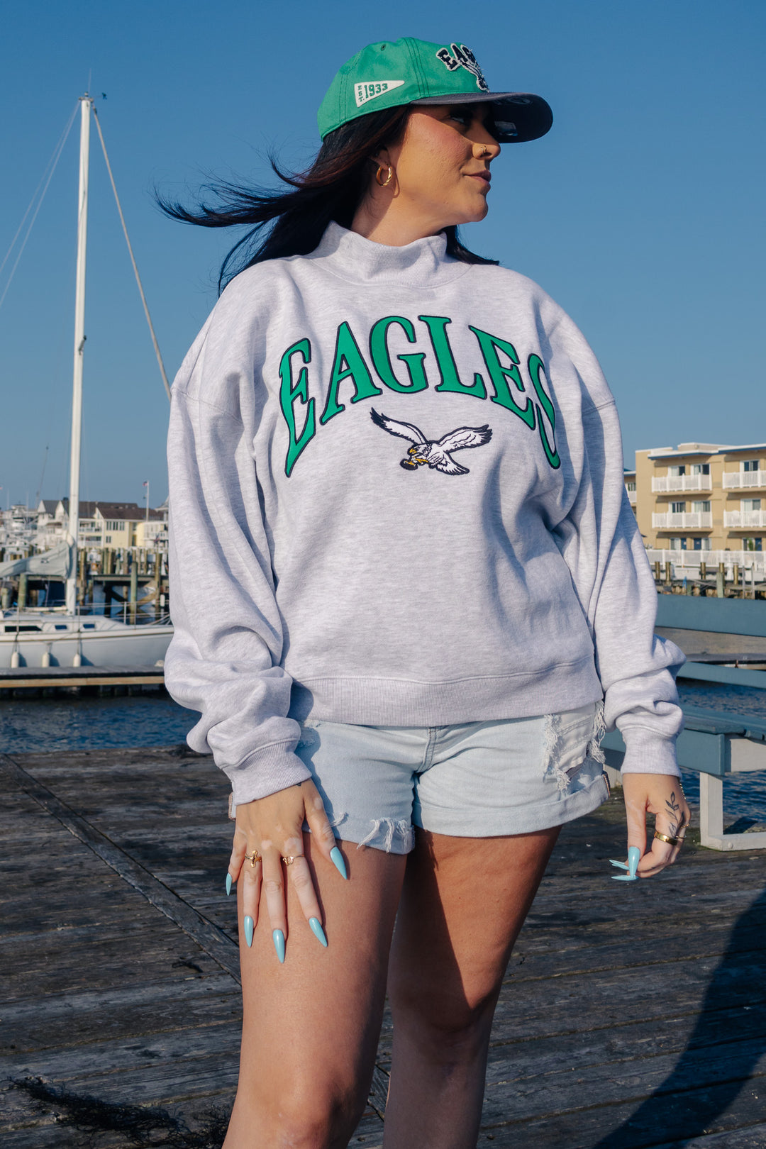 Philadelphia Eagles Vantage Gray Mock Neck Sweatshirt