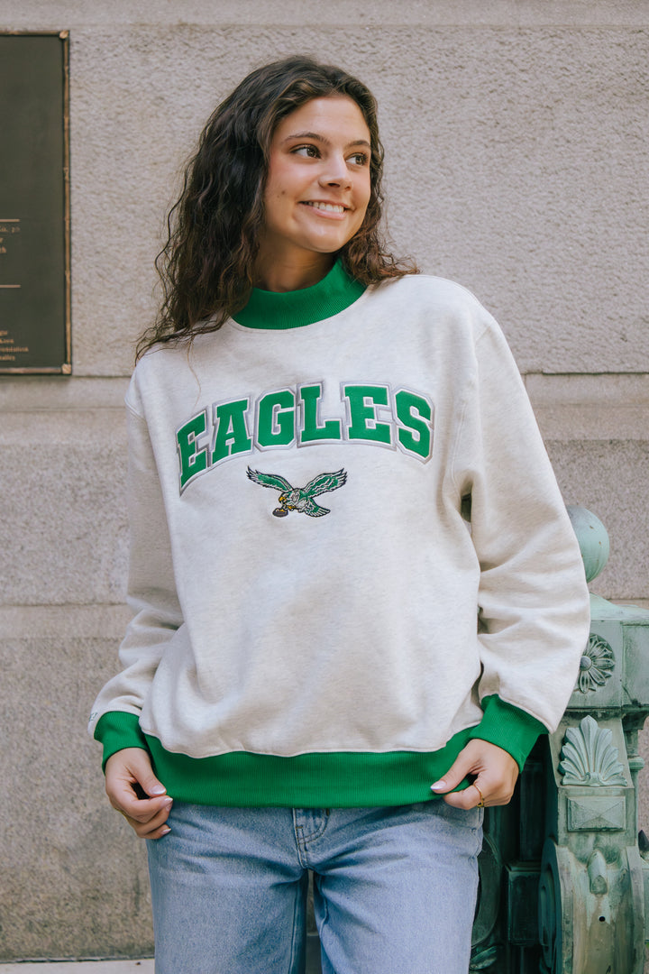 Philadelphia Eagles Oatmeal Mock Neck Sweatshirt