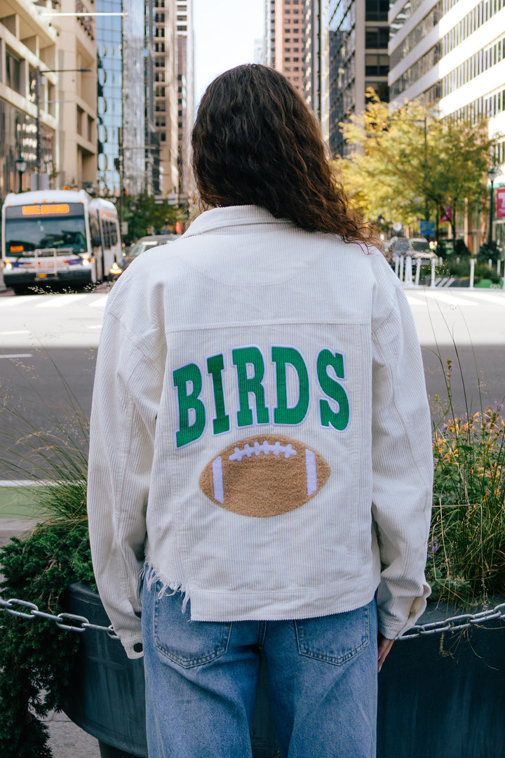 Philly Football Birds White Corduroy Jacket