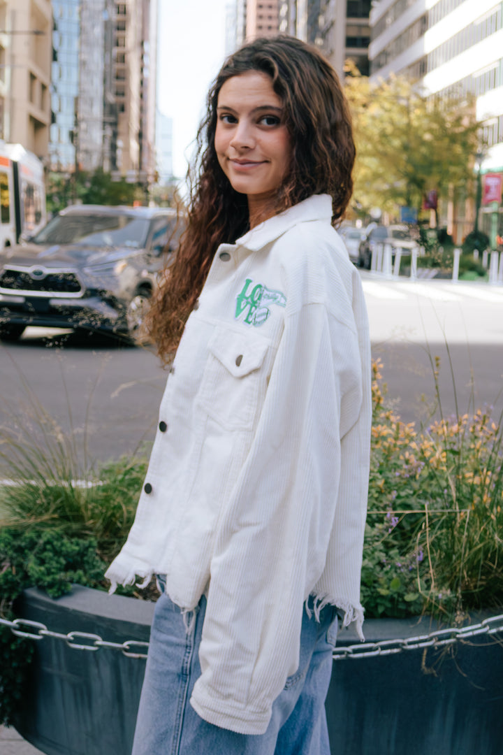 Philly Football Birds White Corduroy Jacket